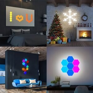 10pcs DIY Smart Hexagonal Lights Wall Lights LED Wall Panel Lights, USB-Power Connectors, Smart Application Control And Music Control, Hexagonal Lights For Game Room Party Bedroom Decoration