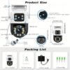 1Pc 8MP 4K WiFi Security Camera, 2 Lens 4MP Total 8MP 2.4ghz Wireless IP Camera, Video Surveillance For Home Security CCTV Monitor, AI Human Tracking, Color Night Vision, Two Way Audio, Motion Alert, Pan Tilt Rotation Onvif Function, Prevent Rainwater Dam
