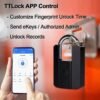 Heavy-duty Fingerprint Padlock With Application - Waterproof Biometric Smart Lock, With Key, Suitable For Warehouses, Fences, Outdoor Doors, Rechargeable Smart Padlock