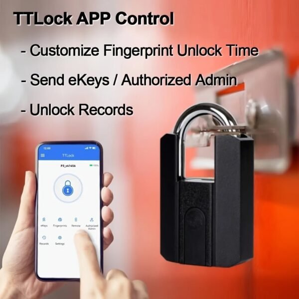 Heavy-duty Fingerprint Padlock With Application - Waterproof Biometric Smart Lock, With Key, Suitable For Warehouses, Fences, Outdoor Doors, Rechargeable Smart Padlock
