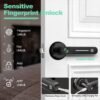 GeekTale Fingerprint Door Lock, Smart Door Lock With App, Smart Door Handle Fingerprint Door Knob Door Levers For Bedroom,
