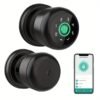 GHome Smart Fingerprint Door Lock with Keypad Door Knob, Biometric Door Smart Lock & App Control, Suitable for wooden or steel doors from 3.5-5.5 cm/ 1.38-2.17 inch, Interior Door Knob with Key Great for Bedroom, Apartments, Offices and Hotels