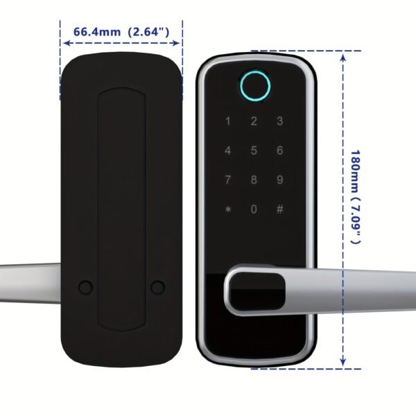 Smart Door Lock, Keyless Entry Door Lock Fingerprint Door Lock With Keypad Digital Door Lock With Handle For Home, Rental, Office And Hotel (Silvery)