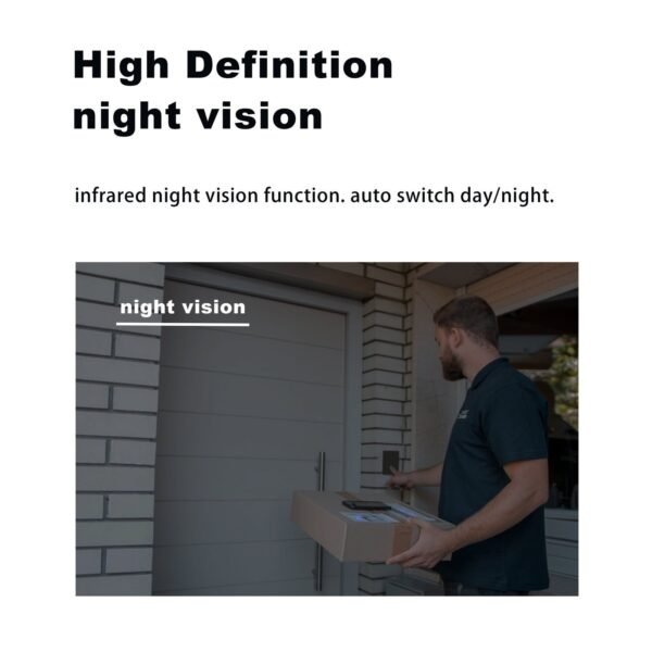 1pc Wireless Video Doorbell With Camera, Wide Angle Intelligent Visual Camera, WiFi Security Door Doorbell, 2-Way Audio HD Night Vision Only Support 2.4G Wifi Camera Build In Battery