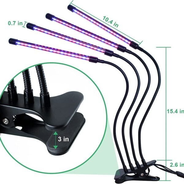Grow Healthy Indoor Plants With LED Grow Lights - 10 Level Brightness, Auto ON/Off Timer, And 3 Switch Red/Blue Modes!