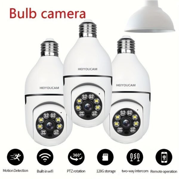 20bec629-173b-450e-b653-312d730af820-1.jpg Light Bulb Security Cameras Indoor Wireless WiFi Camera 2.4GHz, 360 Degree, E27 Light Socket Screw In Security Cameras For Home Security Safe Cam Lightbulb Cameras Night Vision, 355° Pan/Tilt For Home Security Safe Light Bulb Cameras Indoor/outdoor, HD 10