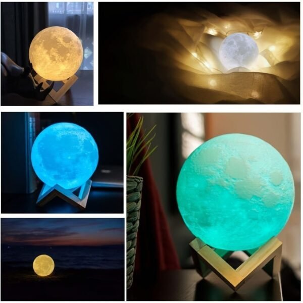 Moon Lamp 2024 Upgraded 128 Colors With Timing Moon Night Light For Adults, Gifts For Women Men, Remote Touch Control And USB Rechargeable Wooden Stand 5.9 Inches