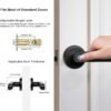 Fingerprint Door Knob, Biometric Door Knob, Passage Mode, Local Storage of Fingerprints, Zinc Alloy, Sturdy and Durable, Black-Battery not included-H01B