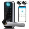 Smart Door Lock, Keyless Entry Door Lock Fingerprint Door Lock With Keypad Digital Door Lock With Handle For Home, Rental, Office And Hotel (Silvery)
