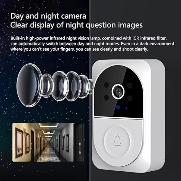 Smart Doorbell, Video Doorbell, Wireless Wi-Fi Smart Wide Angle Home Security Doorbell Camera, Adjustable Home Intercom with 2 Way Audio, IR Night Vision, Motion Detection, Cloud Storage.