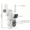 4MP(2MP+2MP) WiFi Security Camera Outdoor, Dual Lens 2.4/5ghz Wireless IP Camera Video Surveillance For Home Security CCTV Monitor,AI Human Tracking, Color Night Vision,Two Way Audio,Pan Tilt Rotation,Work For Eseecloud APP,Without TF Card