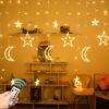 1 set of 12 pieces twinkling LED curtain string lights star and moon string star moon lights Ramadan Christmas decoration lights suitable for wedding Valentine's Day home garden bedroom outdoor indoor wall decoration