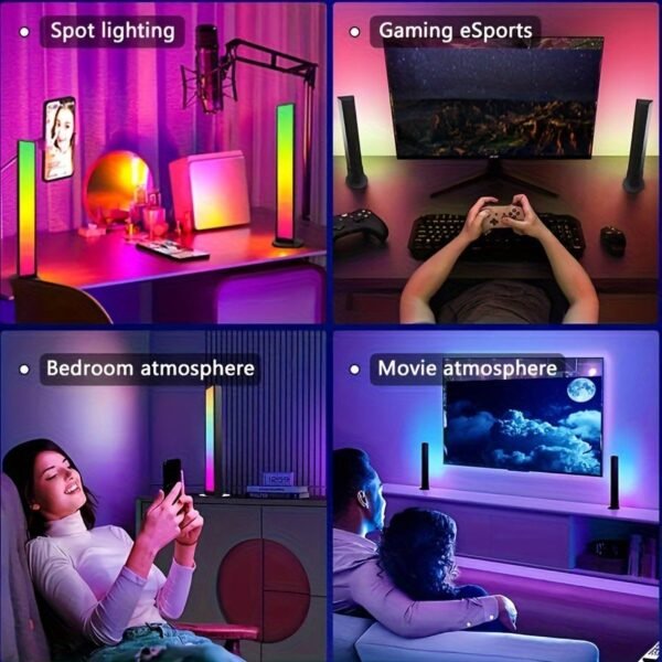 2pcs Smart LED Light Bars, RGB Night Light With Remote Control And APP Control, Music Sync Backlight For Gaming TV Bedroom Decoration, Desktop Lamp