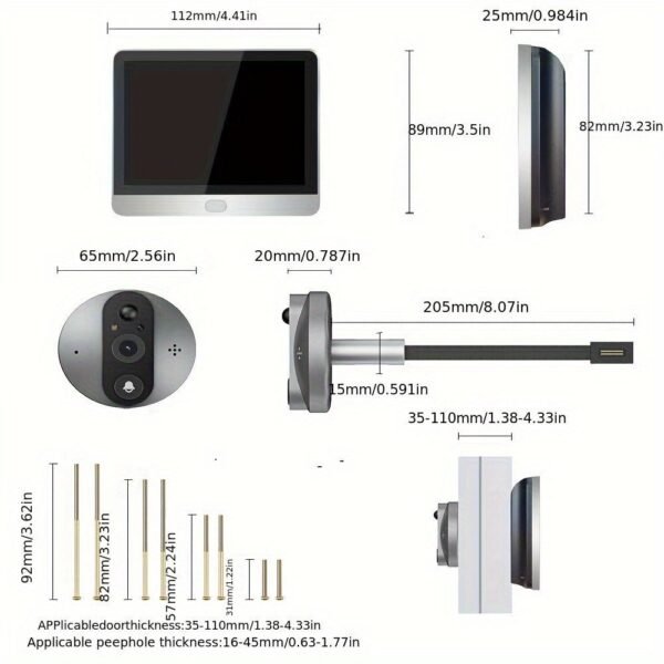 4fe012fa-d615-11ee-afde-0a580a68309d.jpg 1080P Tuya Smart Security-protection Peephole Video Doorbell Wireless Wifi Two-Way Audio Video Door Eye With Camera In The Private House
