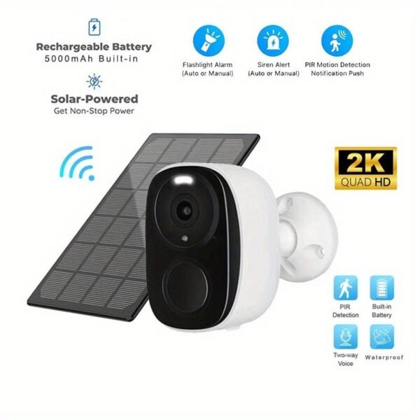 Security Camera Wireless Outdoor, 2K 3MP Night Vision With Spotlight, Wire-Free Battery Solar Powered, Human Detection, With Solar Panel, PIR Human Detection, 2-Way Talk, Waterproof, SD Card/Cloud Storage, Security Cameras Wireless Outdoor, Flood Light So