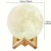 Moon Lamp 2024 Upgraded 128 Colors With Timing Moon Night Light For Adults, Gifts For Women Men, Remote Touch Control And USB Rechargeable Wooden Stand 5.9 Inches