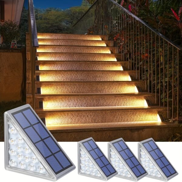 2pcs Solar Stair Lights, Solar Step Lights Waterproof Outdoor Step Light With 13 LEDs, Outdoor Lighting Decor For Stair, Patio, Front Step, Front Porch And Deck, White Christmas Lights