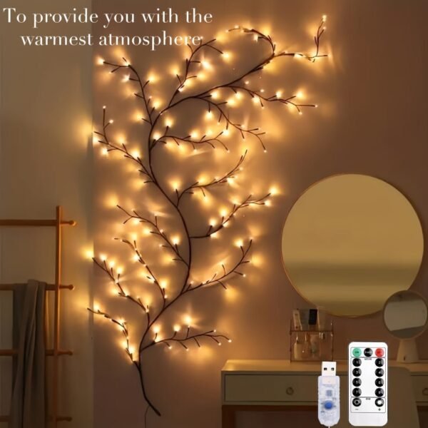 1pc USB/96LEDS/72LEDS, Branch Light, White Birch Tree Light, Rattan Tree Christmas Decorative Light, Small Night Light, Indoor Warm Atmosphere Decorative Light For Garden Decor Home Decor Living Room, For Camping, Party, festival, Perfect Gift For Birthda