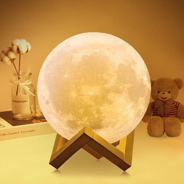 Moon Lamp 2024 Upgraded 128 Colors With Timing Moon Night Light For Adults, Gifts For Women Men, Remote Touch Control And USB Rechargeable Wooden Stand 5.9 Inches