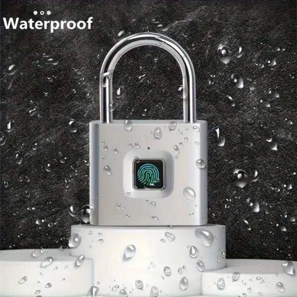 Mini Smart Fingerprint Padlock, Waterproof Security Door Lock, Antitheft Keyless USB Rechargeable Lock For Suitcase Luggage