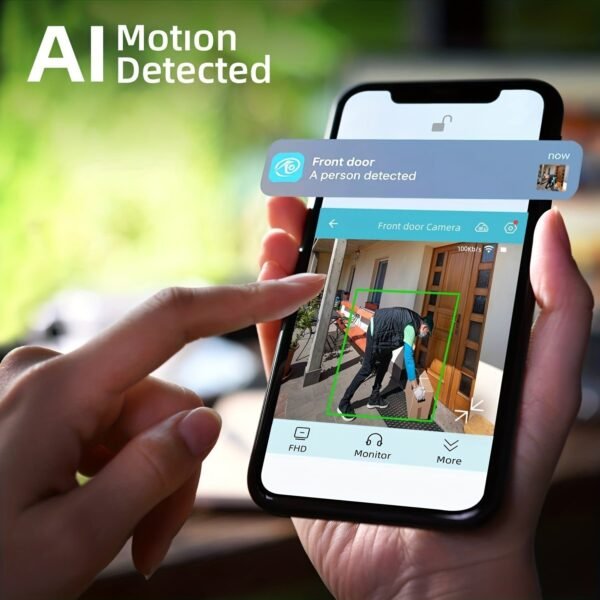 Outdoor Wireless Security Camera, 2K 3mp Video Resolution, Battery Powered CCTV Camera For Home Security, Cloud/SD (up To 256G), Works With Amazon Alexa, No Monthly Fee, AI Motion Detection, Spotlight, Color Night Vision, 2-Way Audio