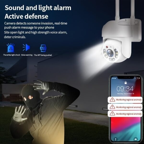 Outdoor Wifi Security Waterproof PTZ Auto Tracking Audio CCTV Surveillance 360 IP Camera, Day & Night Full Color, AI Humanoid Motion Detection, Two-way Voice Intercom, 360 Degree Panoramic Surveillance, 2.4GHz Security Camera Smart Home Security Camera