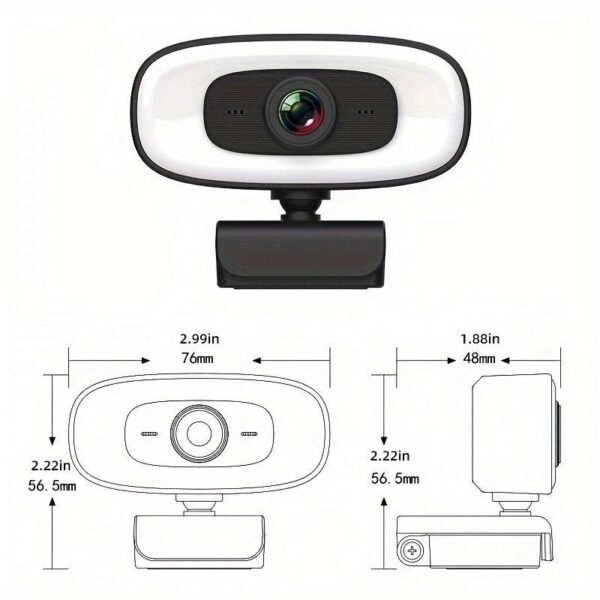 4K HD Computer Webcam, Plug And Play, No Driver Required USB Interface Webcam, Built-in Microphone, Webcast Fill Light, Voice Call Conference Camera, Work Camera, Laptop External Webcam