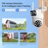 Multifunctional security camera wireless outdoor waterproof WiFi security monitoring 2K high-definition dual lens automatic rotation pan tilt night vision motion detection bidirectional call security camera
