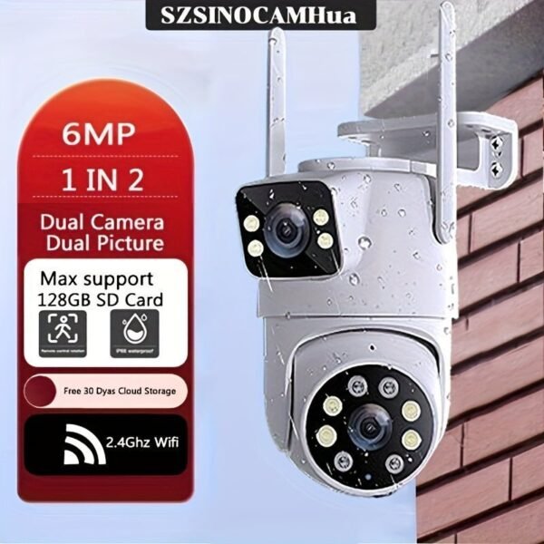 Multifunctional security camera wireless outdoor waterproof WiFi security monitoring 2K high-definition dual lens automatic rotation pan tilt night vision motion detection bidirectional call security camera