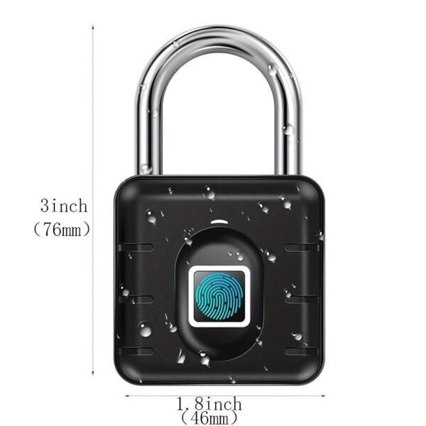 Fingerprint Padlock, Smart Padlock, Locker Lock, Biometric Metal Keyless Fingerprint Lock, Waterproof, For Gym Locker, School Locker, Luggage, Backpack, Suitcase, Black