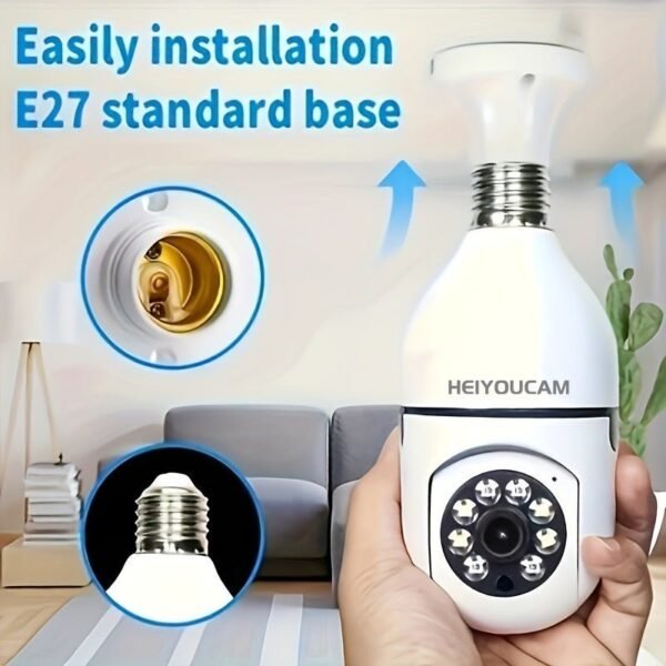 862b1920-7943-4eec-8563-b314986b4d97-1.jpg Light Bulb Security Cameras Indoor Wireless WiFi Camera 2.4GHz, 360 Degree, E27 Light Socket Screw In Security Cameras For Home Security Safe Cam Lightbulb Cameras Night Vision, 355° Pan/Tilt For Home Security Safe Light Bulb Cameras Indoor/outdoor, HD 10