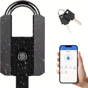 Heavy-duty Fingerprint Padlock With Application - Waterproof Biometric Smart Lock, With Key, Suitable For Warehouses, Fences, Outdoor Doors, Rechargeable Smart Padlock