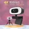 4K HD Computer Webcam, Plug And Play, No Driver Required USB Interface Webcam, Built-in Microphone, Webcast Fill Light, Voice Call Conference Camera, Work Camera, Laptop External Webcam