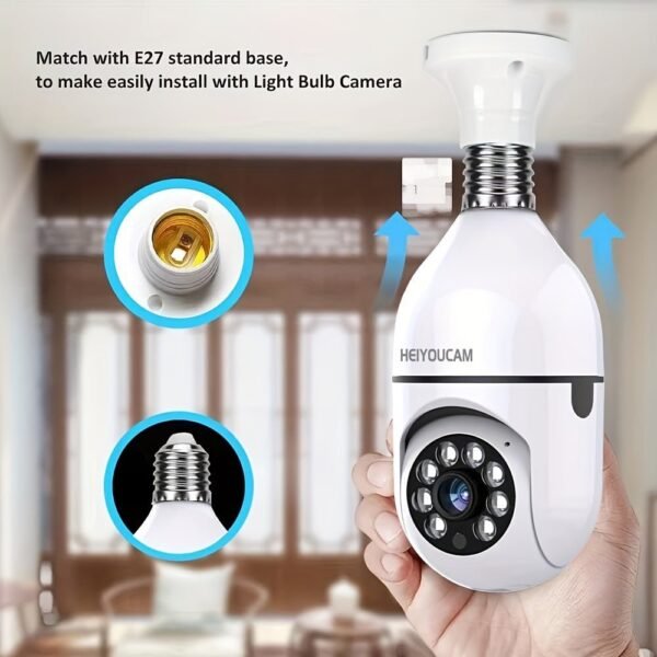 93e4104e-41b4-4597-9213-0219041be233-1.jpg Light Bulb Security Cameras Indoor Wireless WiFi Camera 2.4GHz, 360 Degree, E27 Light Socket Screw In Security Cameras For Home Security Safe Cam Lightbulb Cameras Night Vision, 355° Pan/Tilt For Home Security Safe Light Bulb Cameras Indoor/outdoor, HD 10