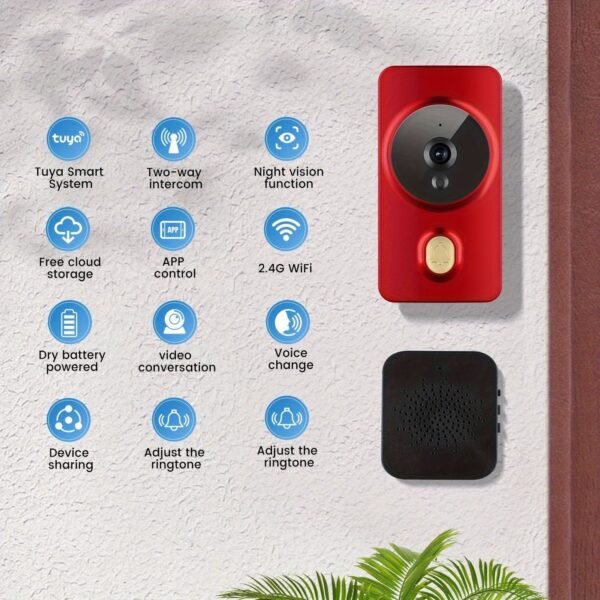 New Smart Video Doorbell, APP Control Phone Reminder Two-way Intercom, 2.4G Wireless Wifi For Home And Commercial Use, Night Vision With Cloud Storage Function Camera, No Hole Installation (AAA Battery Power, Shipped Without Battery)