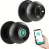 Smart Door Knob, Fingerprint Door Lock, Smart Lock Biometric Door Lock Fingerprint Door Knob With Tuya App Control, Suitable For Bedroom, Cloakroom, Apartments Offices, Hotels (Battery Included)