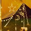 1 set of 12 pieces twinkling LED curtain string lights star and moon string star moon lights Ramadan Christmas decoration lights suitable for wedding Valentine's Day home garden bedroom outdoor indoor wall decoration