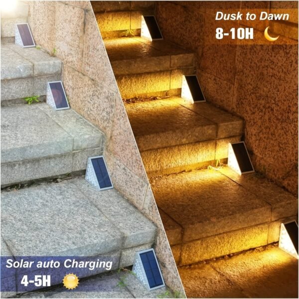 2pcs Solar Stair Lights, Solar Step Lights Waterproof Outdoor Step Light With 13 LEDs, Outdoor Lighting Decor For Stair, Patio, Front Step, Front Porch And Deck, White Christmas Lights