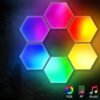 6pcs Music Sync Hexagon Lights - Smart APP And Remote RGB Wall Light Hexagonal Modular Light Honeycomb Shape Panels LED Lights For Bedroom And Study Decor