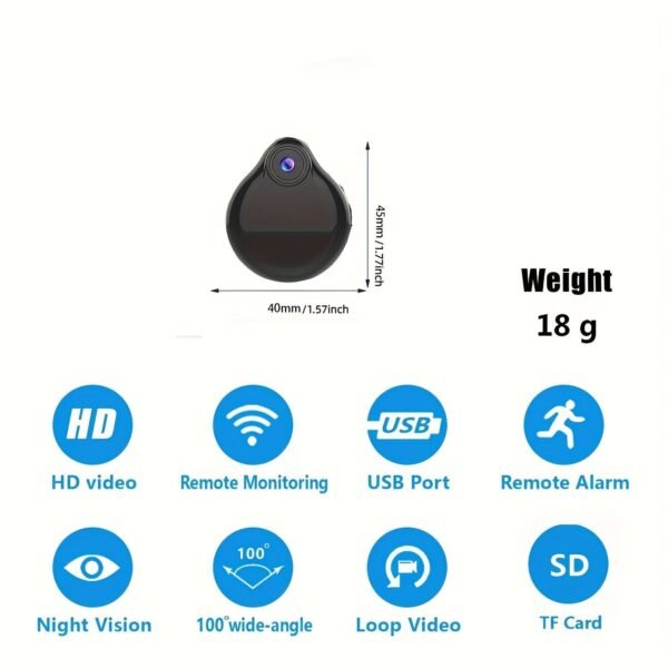 1pc HD 1080p Smart Wireless WIFI Home Mini 360° Degrees Camera, Smart App Control And The Viewing Angle Can Be Adjusted 360-degrees, HD Infrared Night Vision Two-way Audio, Mobile Phone Remote Control, Indoor Home Baby Cam Pets Monitor. Includes Battery,