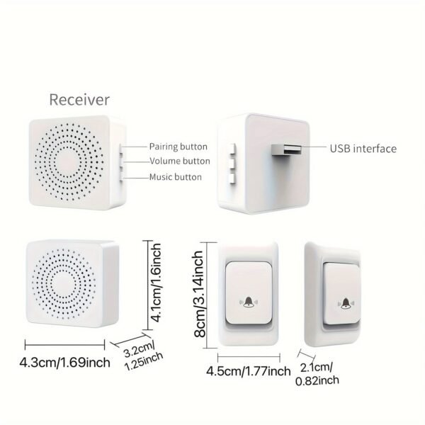 1pc Smart Home, USB Wireless Doorbell, Waterproof, 38 Kinds Of Chime Switching Smart Doorbell, Outdoor Electronic Doorbell, 5905.51 Inches Long Distance Remote Control Doorbell, Jingle Doorbell Wireless Call Doorbell For The Elderly