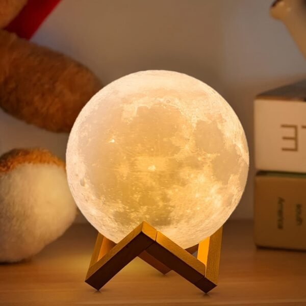 Moon Lamp 2024 Upgraded 128 Colors With Timing Moon Night Light For Adults, Gifts For Women Men, Remote Touch Control And USB Rechargeable Wooden Stand 5.9 Inches