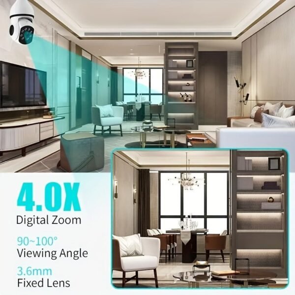 5G WIFI Surveillance 360° Rotate Auto Tracking Panoramic Camera Wireless E27 PTZ Camera CCTV IR Night Vision Motion Detection Two-Way Audio