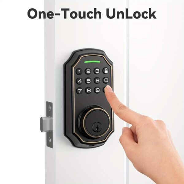 ba24f6da3991cd5a11ad36762e5f3535.jpg BULIST Smart Deadbolt Door Lock, Pin Code Unlock - One-time Codd Unlock - Mechanical Key Unlock, Keyless Entry Door Lock With Backlit Keypad And Auto-Lock Enable Or Disable, Voice Prompt, Easy To Install And Programming, Long Battery Life (only In North A