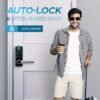 Smart Door Lock, Keyless Entry Door Lock Fingerprint Door Lock With Keypad Digital Door Lock With Handle For Home, Rental, Office And Hotel (Silvery)