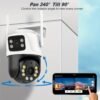 1Pc 8MP 4K WiFi Security Camera, 2 Lens 4MP Total 8MP 2.4ghz Wireless IP Camera, Video Surveillance For Home Security CCTV Monitor, AI Human Tracking, Color Night Vision, Two Way Audio, Motion Alert, Pan Tilt Rotation Onvif Function, Prevent Rainwater Dam