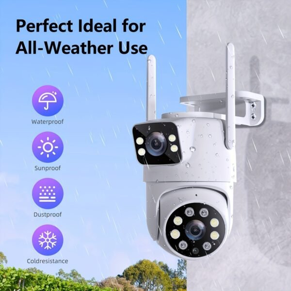 Multi lens function security camera, wireless outdoor waterproof WiFi monitoring, 2K details clear, automatic rotation, multi angle pan tilt, night vision, motion detection, two-way call security camera