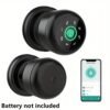 GHome Smart Fingerprint Door Lock with Keypad Door Knob, Biometric Door Smart Lock & App Control, Suitable for wooden or steel doors from 3.5-5.5 cm/ 1.38-2.17 inch, Interior Door Knob with Key Great for Bedroom, Apartments, Offices and Hotels