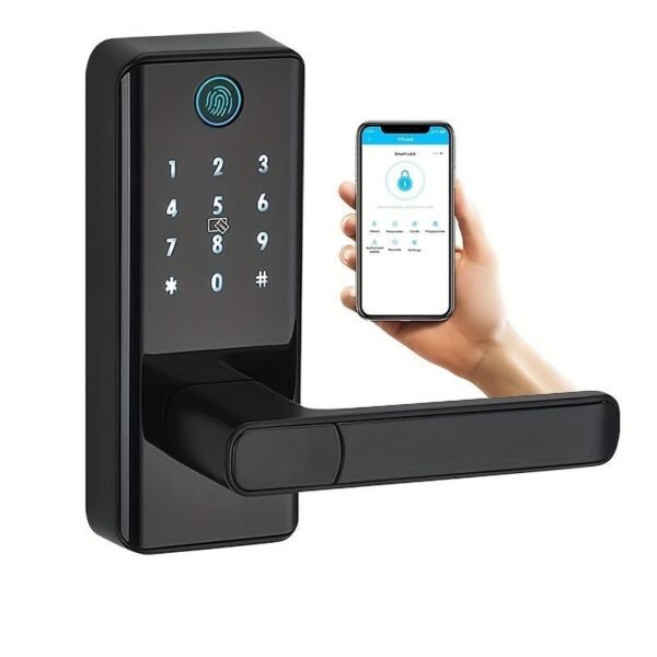 Touch Screen Half Panel Lock TTLOCK-TH04T 5-in-1 Keyless Entry Door Locks, Smart Door Lock Fingerprint Door Lock Keypad Door Lock