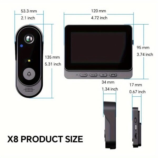 1 Set, Waterproof True Wireless Video Doorbell, 480P Camera Pixel, With 4.3 Inch Screen Real Time Indoor Monitor, No App Required, No Network Required, Friendly Using For Elders, Support SD Card Slot Saving Images & Videos, Local Storage